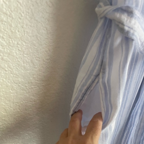 Sigrid Olsen Linen Sleeveless Stripe Maxi Dress S Blue White - Picture 5 of 8